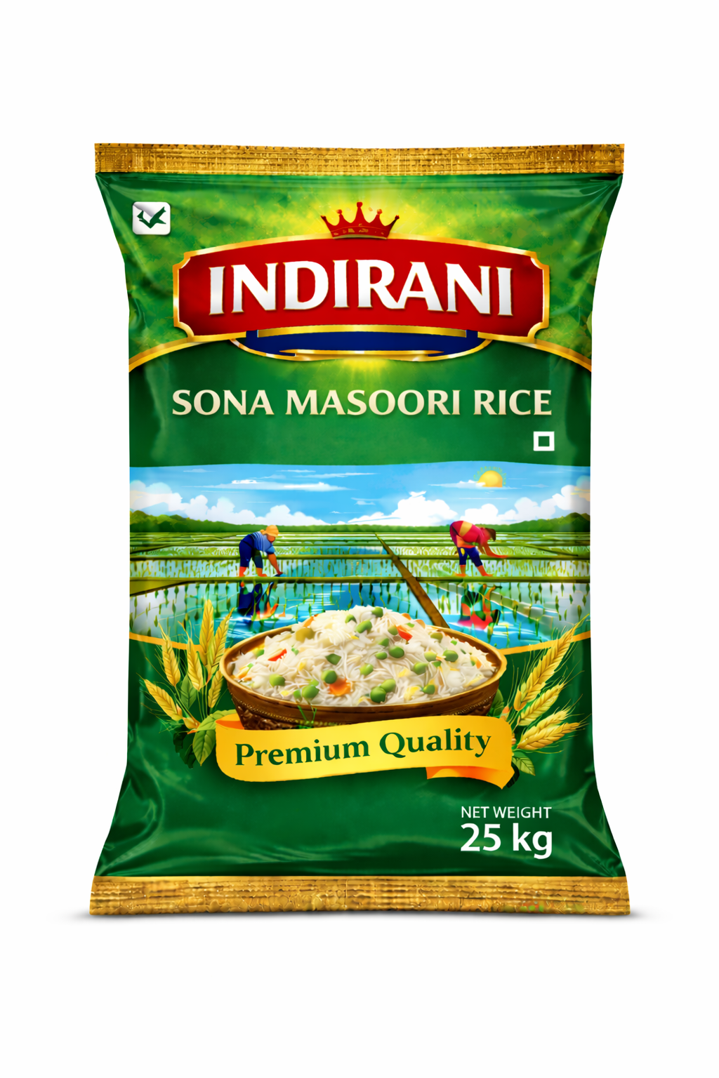 A close up shot of a bowl of Sona Masoori rice.