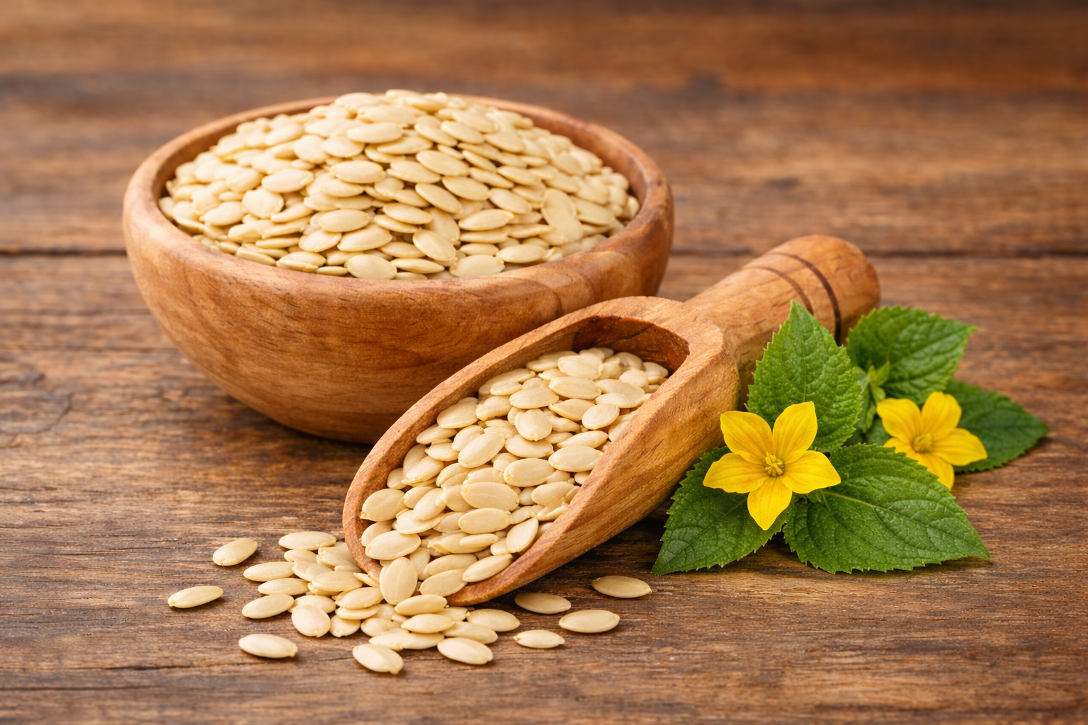 A handful of cucumber seeds.