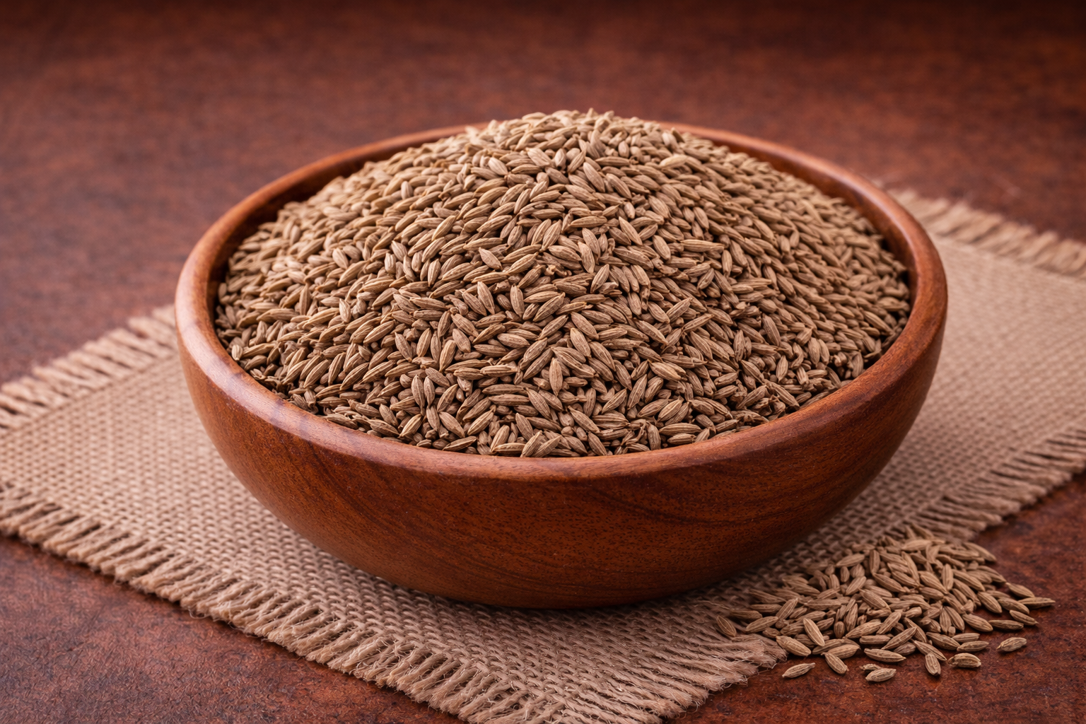 A close-up of cumin seeds.